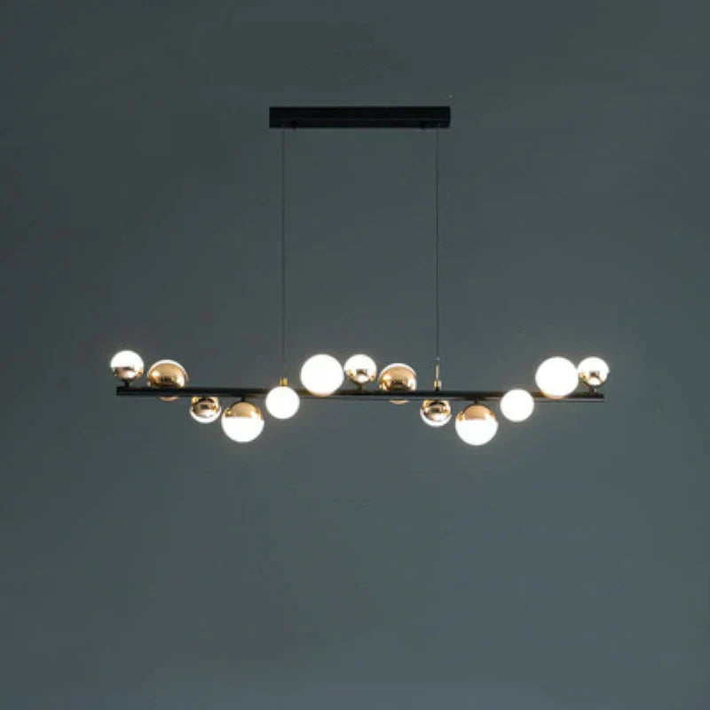 DecorBites™ Gold Balls LED Chandelier: Art Deco Round Lighting with Acrylic Balls for Home Décor