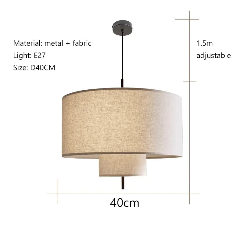 DecorBites™ Japanese Style Tiered Pendant Lamp: Minimalist Fabric Shade for Living Room & Kitchen Counter