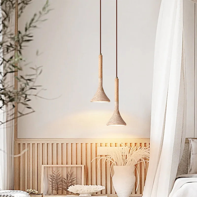 DecorBites™ LED Pendant Light Yellow Travertine Modern Hanging Lampara