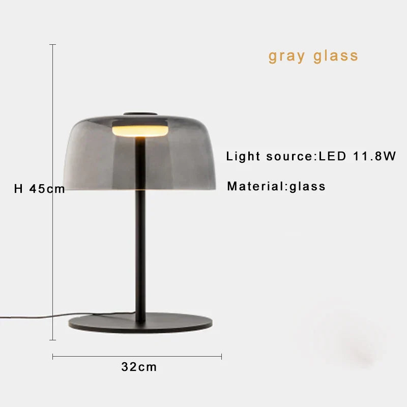 DecorBites™ Green Glass Table Lamp - Unique Handmade Decorative Desk Light with LED Bulb
