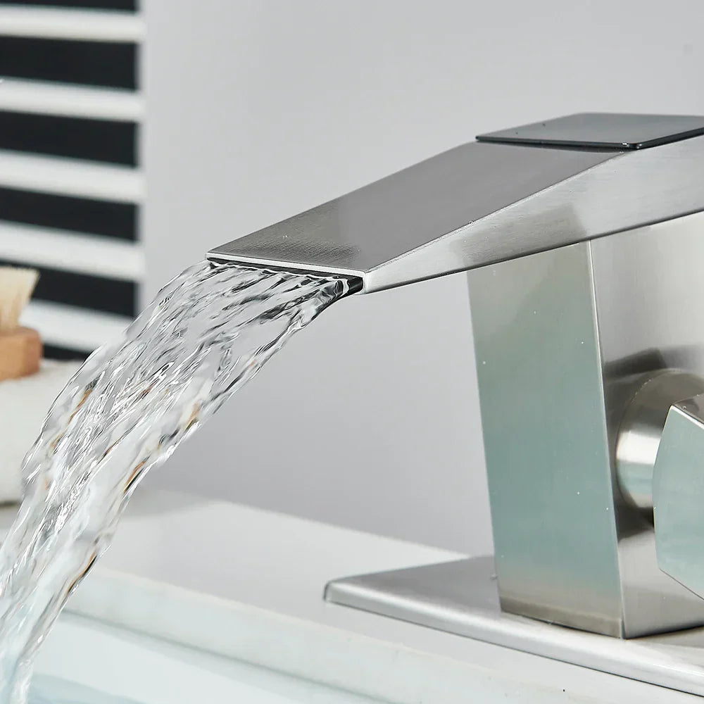 DecorBites™ Brass Waterfall Bathroom Faucet Basin Taps with Temperature Display
