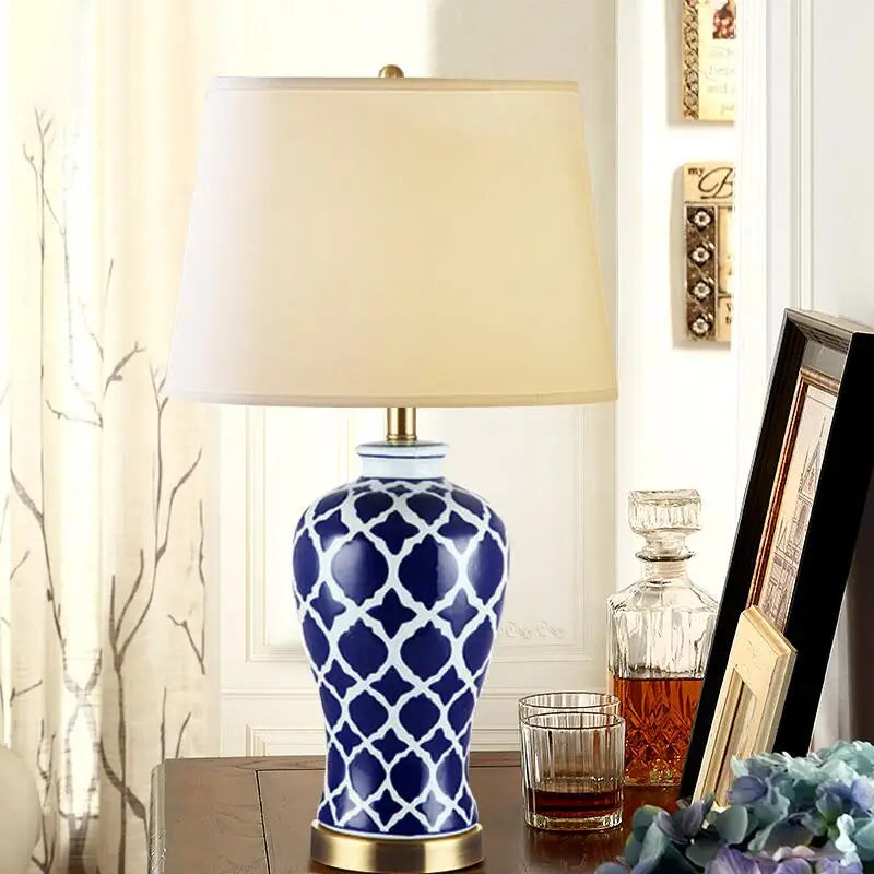 DecorBites™ Blue Ceramic Bedside Table Lamp