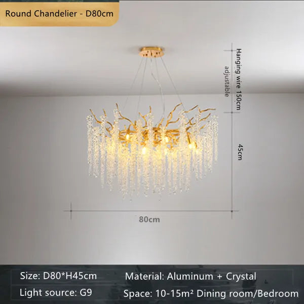 DecorBites™ Crystal Branch Chandelier: French Style Romantic Tassel Ceiling Lamp