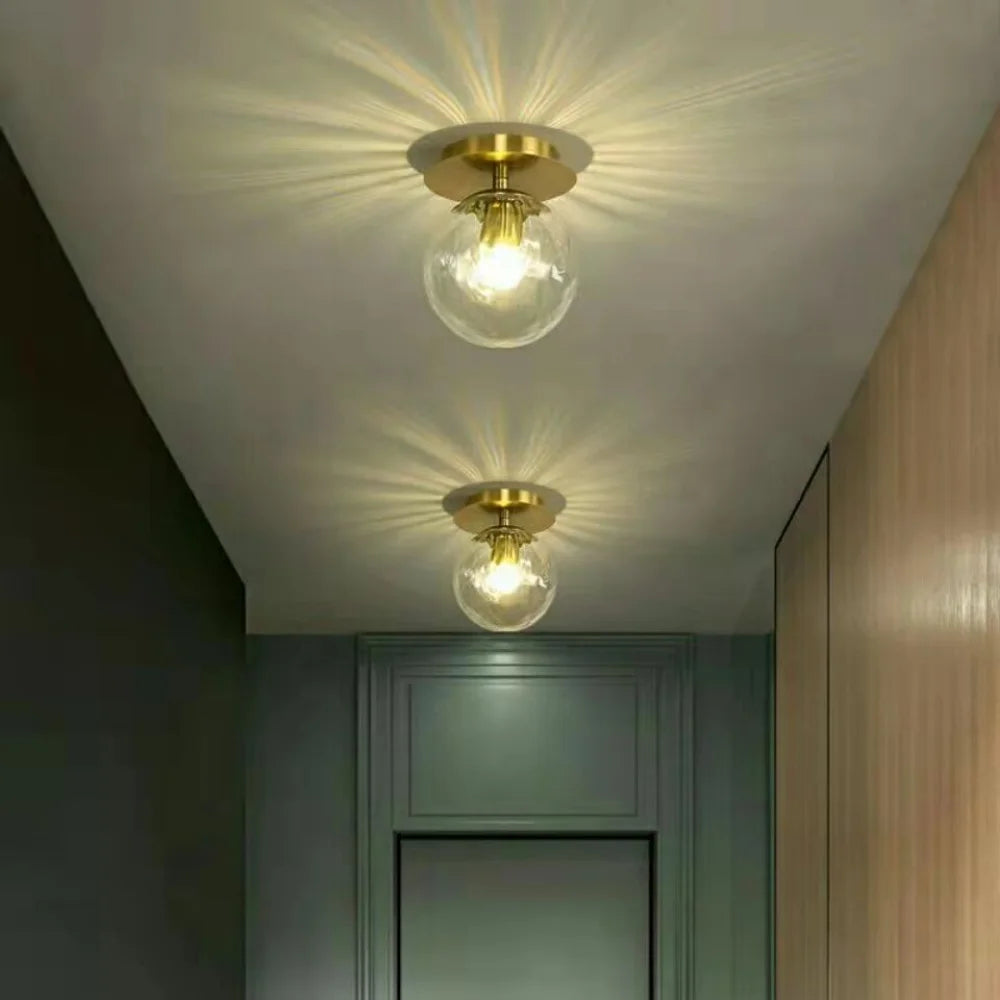 DecorBites™ Gold Ball Glass Ceiling Lamp: Modern Nordic Living Room Lights for Loft Decor