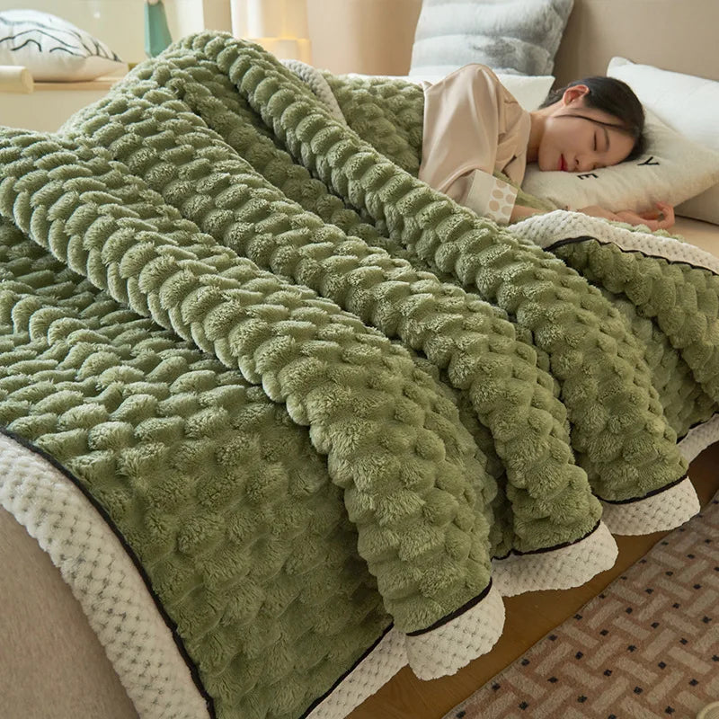 DecorBites™ Cozy Coral Fleece Bed Blanket - Soft, Warm, & Comfortable for Autumn/Winter