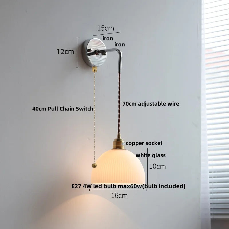 DecorBites™ LED Glass Wall Light Fixture Bedroom Aisle Study Modern Adjustable Bedside Lamp