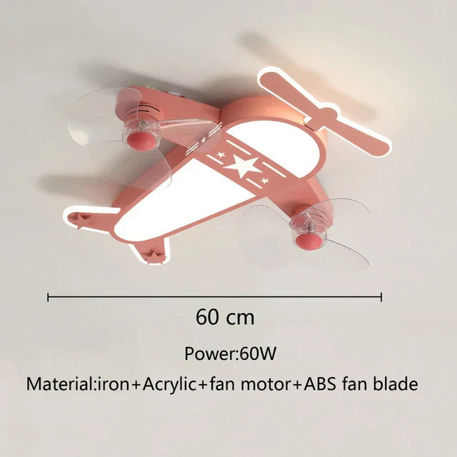 DecorBites™ Cartoon Aircraft Fan Light for Modern Kids Room, Creative LED Bedroom Lighting