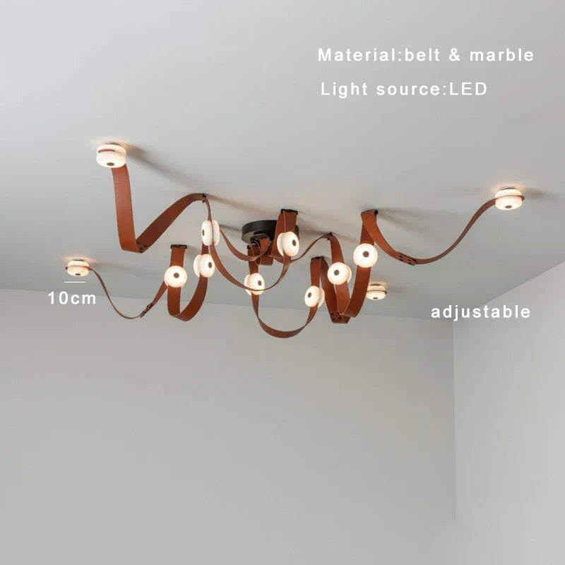 DecorBites™ Leather Marble Ceiling Pendant Lights - Adjustable Hanging Lamp for Dining Room & Bedroom