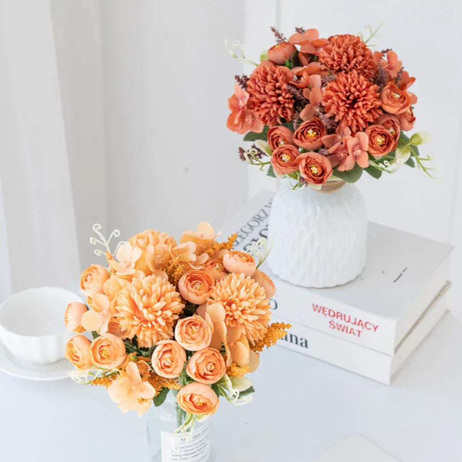 DecorBites™ Artificial Hydrangea Tea Rose Bouquet for Home Decor and DIY Wedding Bouquets