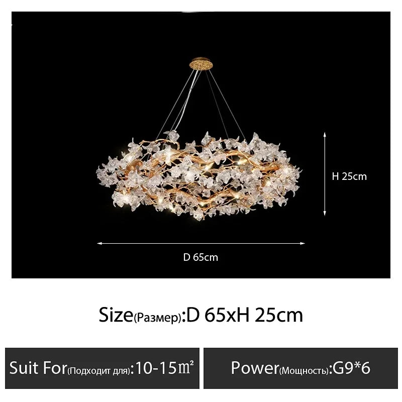DecorBites™ Kapok Flower Glass Crystal Chandelier for Living Room Dining Bedroom
