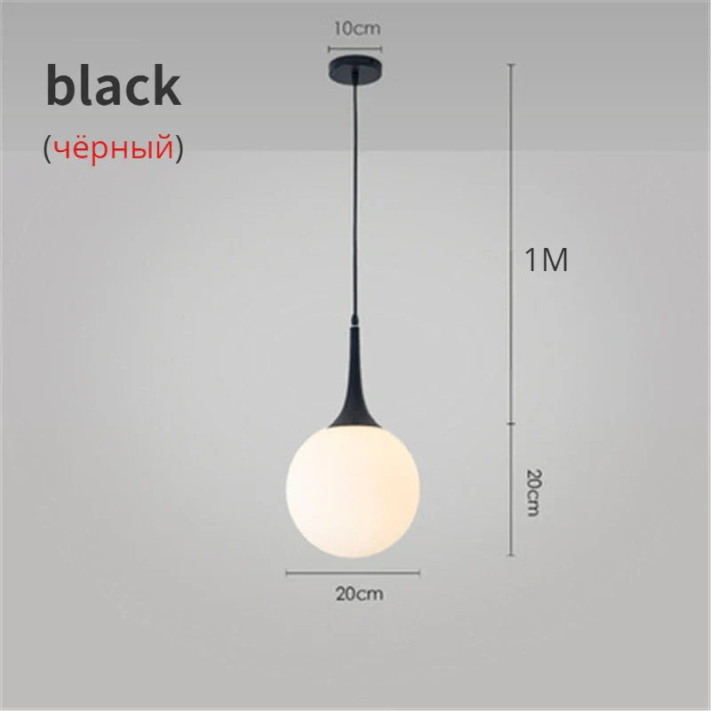 DecorBites™ Glass Ball LED Pendant Lights for Modern Living Room, Black/White Horn Fixtures