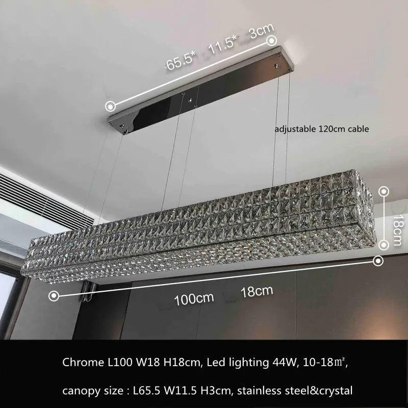 DecorBites™ Crystal LED Pendant Light: Luxury Steel Hanging Lamp for Modern Foyer, Dining Room