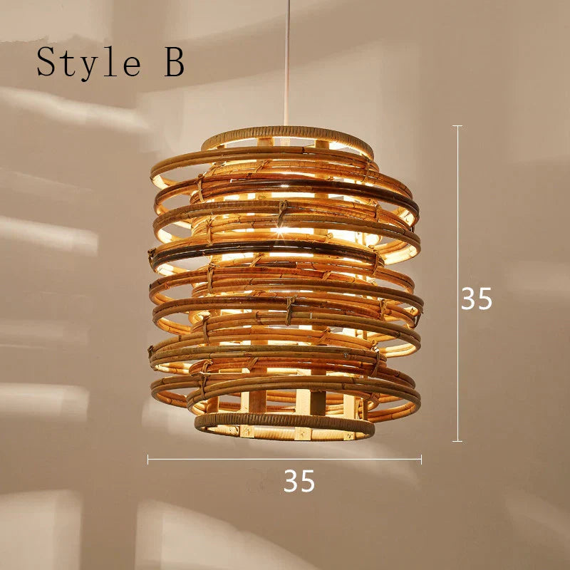 DecorBites™ Bamboo Birdnest Pendant Light for Dining Room, Handmade Wicker Lamp for Kitchen Bar & Living Room