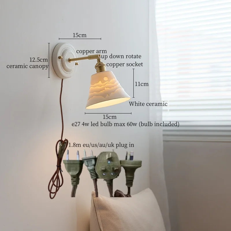 DecorBites™ Ceramic LED Wall Lamp Bedroom Kitchen Bathroom Mirror Bedside Stair Light