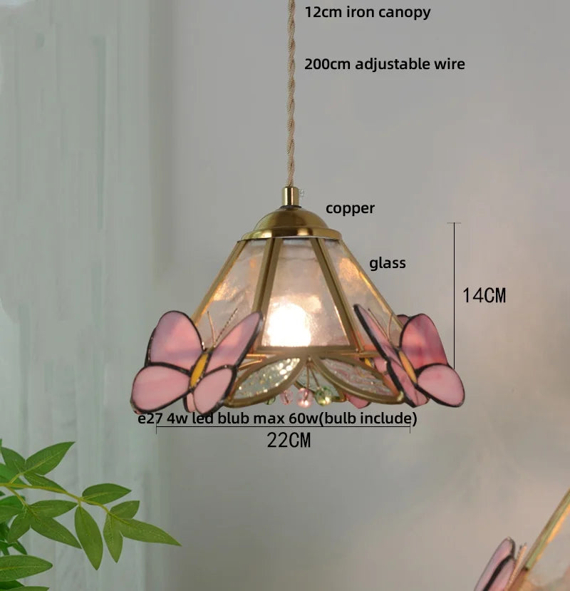 DecorBites™ Butterfly Tiffany Glass Pendant Lamp Modern Nordic LED Hanging Light