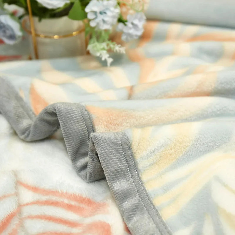 DecorBites™ Cozy Flannel Blanket for All Seasons: Double-Sided Velvet Bed Cover, Single Double