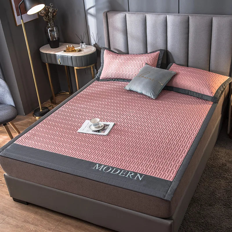DecorBites™ Cooling Latex Bed Mat | Summer Cool Feel | Thicker & Foldable Queen Mat