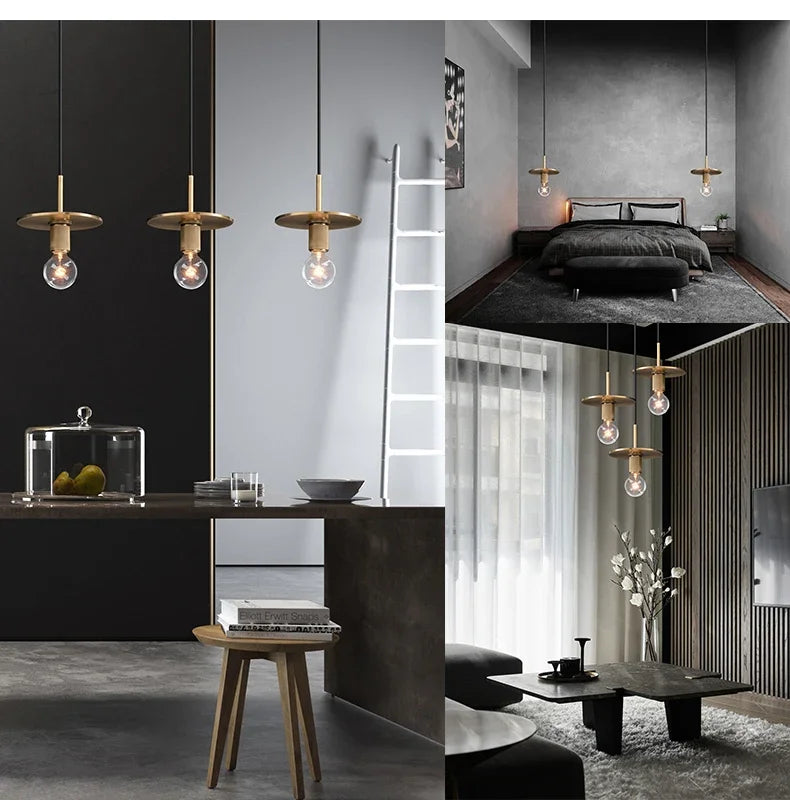 DecorBites™ Gold LED Pendant Light – Luxury Nordic Retro Design