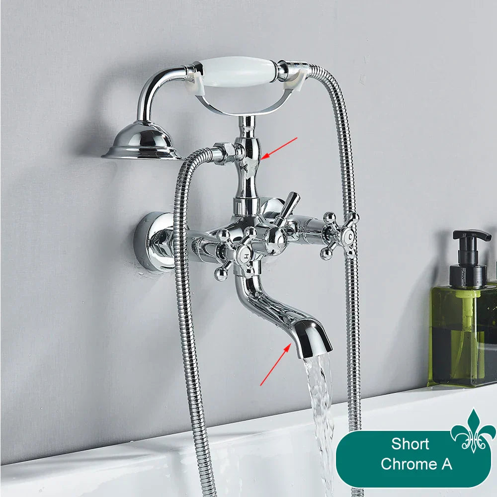 DecorBites™ Antique Brass Telephone Shape Wall Mounted Bathtub Faucet