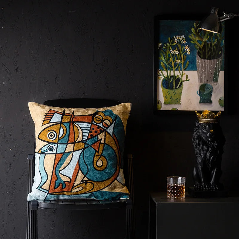 DecorBites™ Christmas Picasso Style Abstract Cushion Cover for Living Room Sofa and Bed