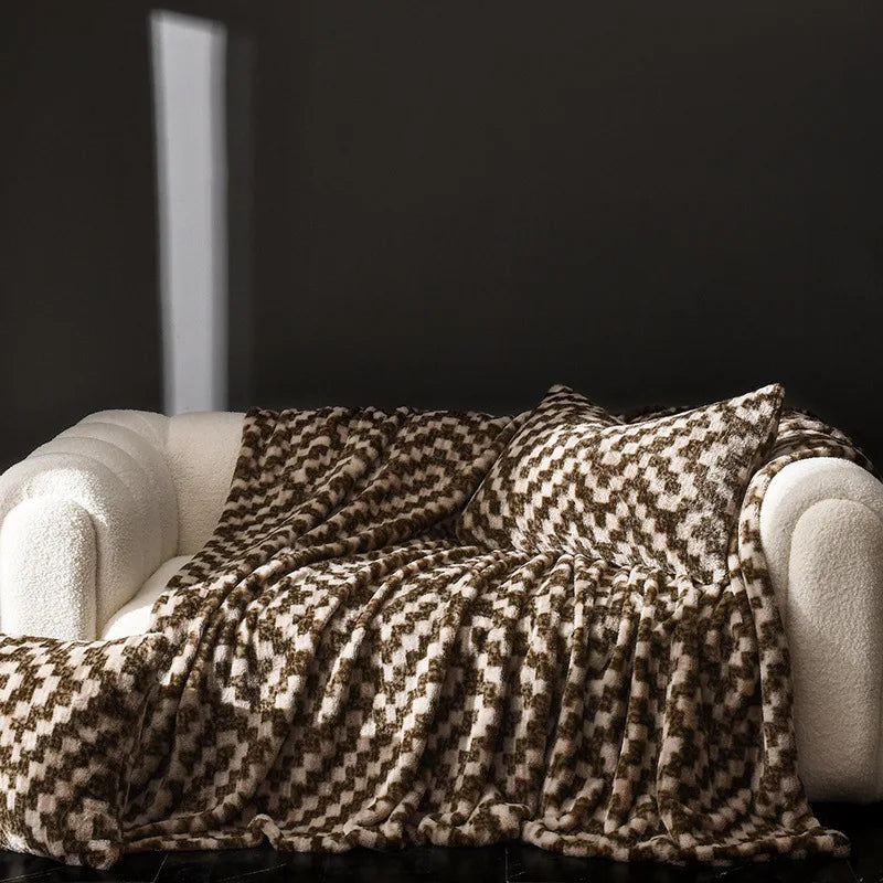 DecorBites™ Cosy Faux Rabbit Plush Blanket in Milk Velvet for Single Sofa Decoration & Napping