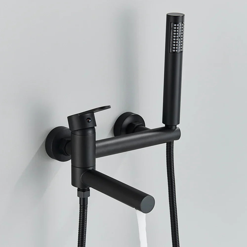 DecorBites™ Black Wall Mount Waterfall Tub Shower System Faucet