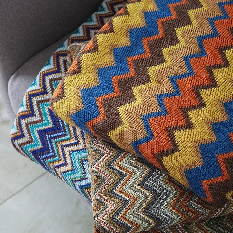DecorBites™ Knitted Striped Sofa Blanket