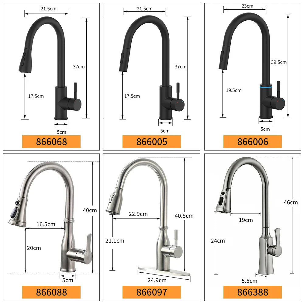 DecorBites™ Black Single Handle Pull Out Kitchen Faucet Swivel 360 Degree Water Mixer Tap