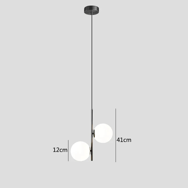 DecorBites™ Brass/Black Glass Ball LED Pendant Lights Modern Bedroom Living Room Hanging Lamps