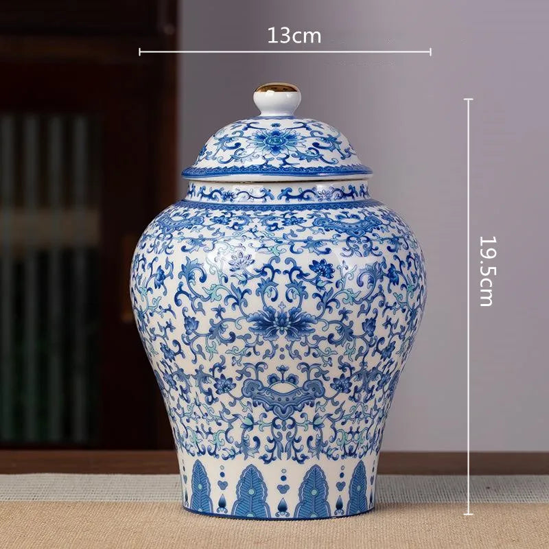 DecorBites™ Blue & White Porcelain Tea Pot Sealed Storage Container