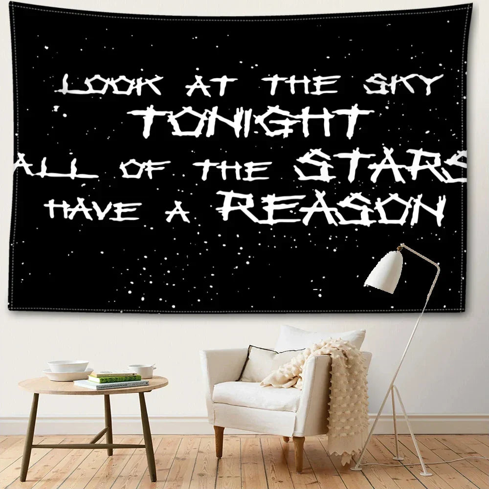 DecorBites™ Black Sky Art Tapestry: Lil Peep Aesthetic Dorm Decor for Mysterious Vibes