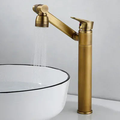 DecorBites™ Antique Bronze Bathroom Sink Faucet Hot Cold Water Mixer Deck Mounted