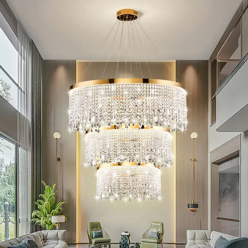 DecorBites™ Crystal Chandelier Pendant Light for Living Dining Room Luxury Lamps
