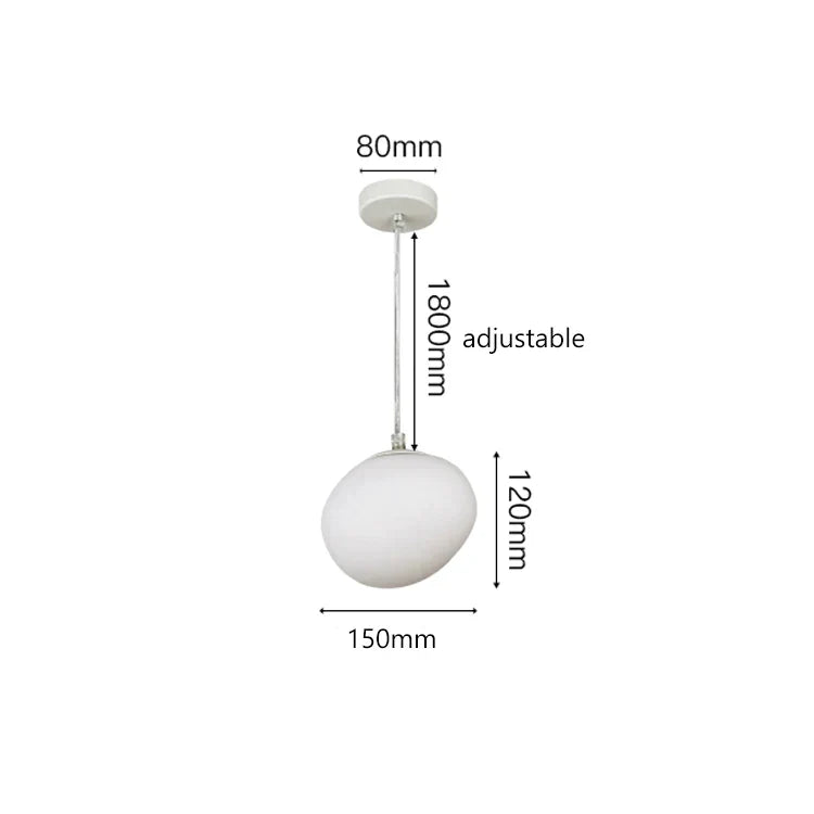 DecorBites™ Gregg Glass Suspension Light - White LED Cobblestone Pendant for Villa Staircase & Shop