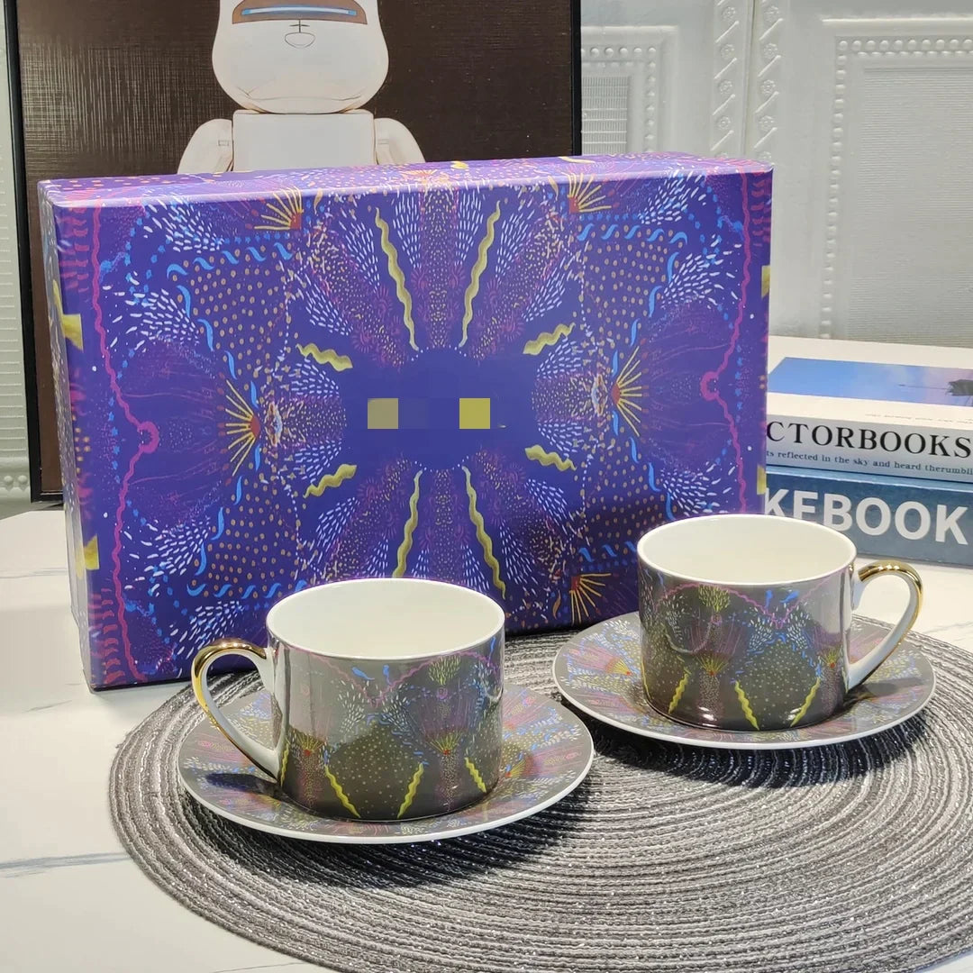 DecorBites™ Bone China Coffee and Tea Cup Set with Saucer, Teaware, Dessert Dish