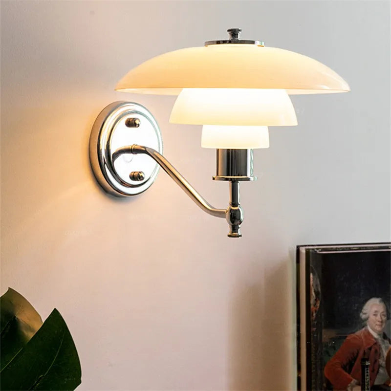DecorBites™ Glass Wall Lamp Danish Design Chrome Light E27 for Home Decor & Living Room