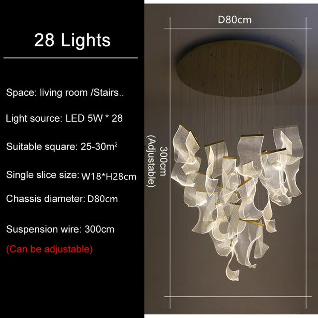 DecorBites™ LED Light Guide Ceiling Chandelier Modern Novelty for Living Room Decor Lighting
