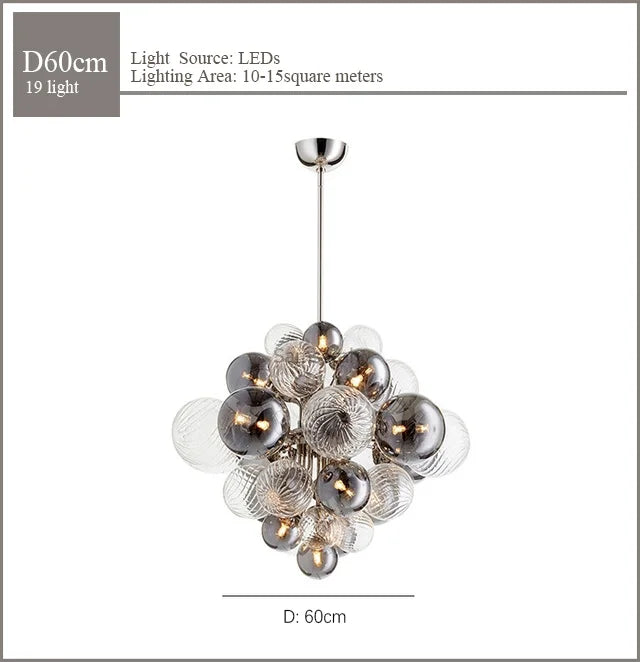 DecorBites™ Glass Globe LED Chandelier Pendant Light for Nordic Luxury Living Room