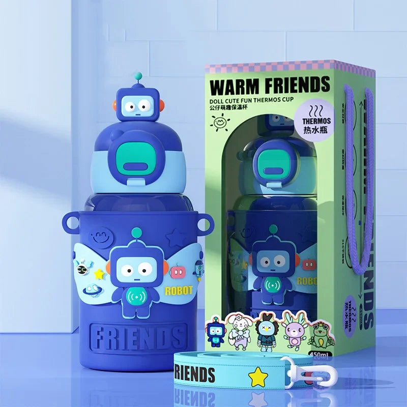 DecorBites™ Cartoon Animals Insulated Stainless Steel Mug with Silicone Sleeve