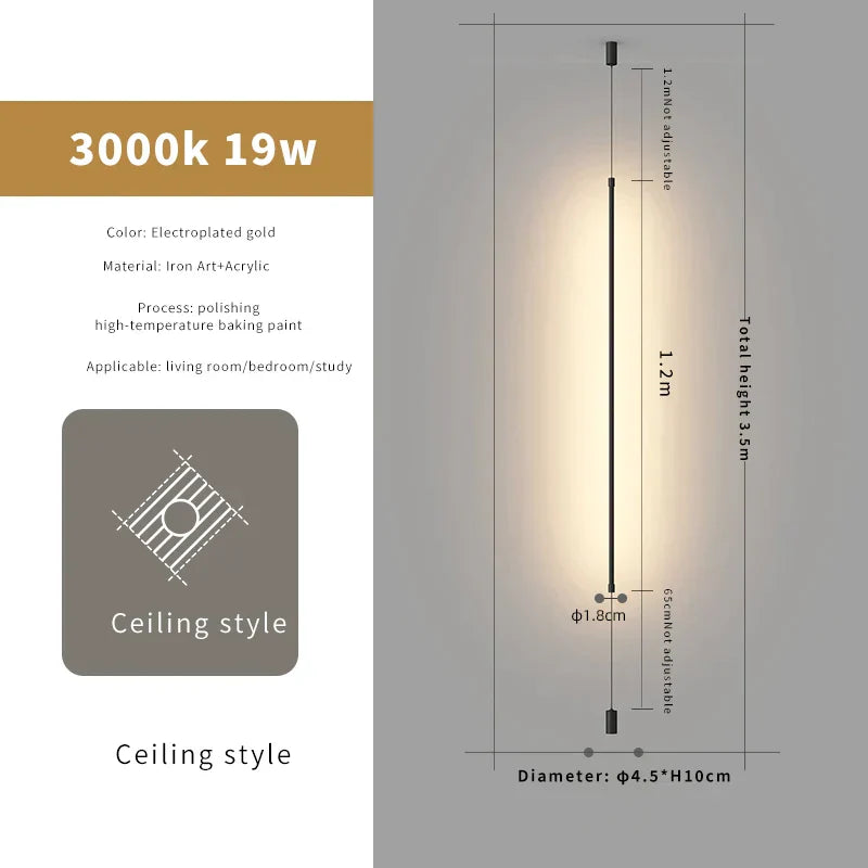 DecorBites™ Bedside Pendant Light Straight Strip Floor Ceiling Decorative Wall Lights