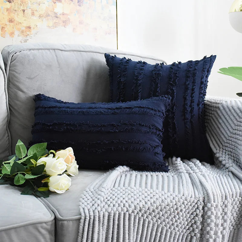 DecorBites™ Boho Chic Tassel Striped Pillow Covers for Home Decor