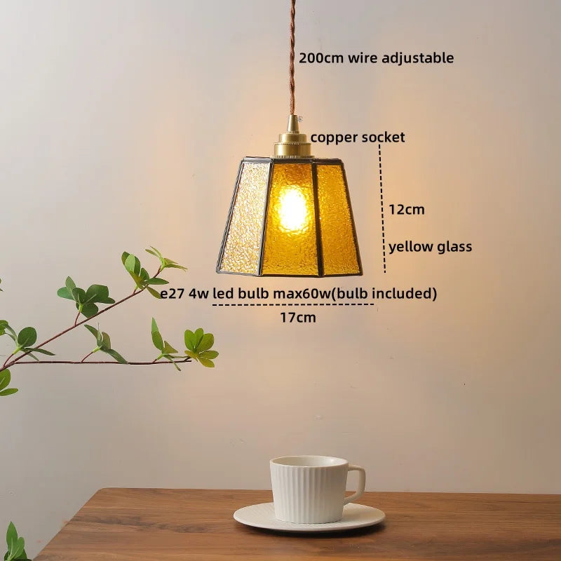 DecorBites™ Glass Copper LED Pendant Lamp for Dining Room, Nordic Modern Hanging Light Fixtures