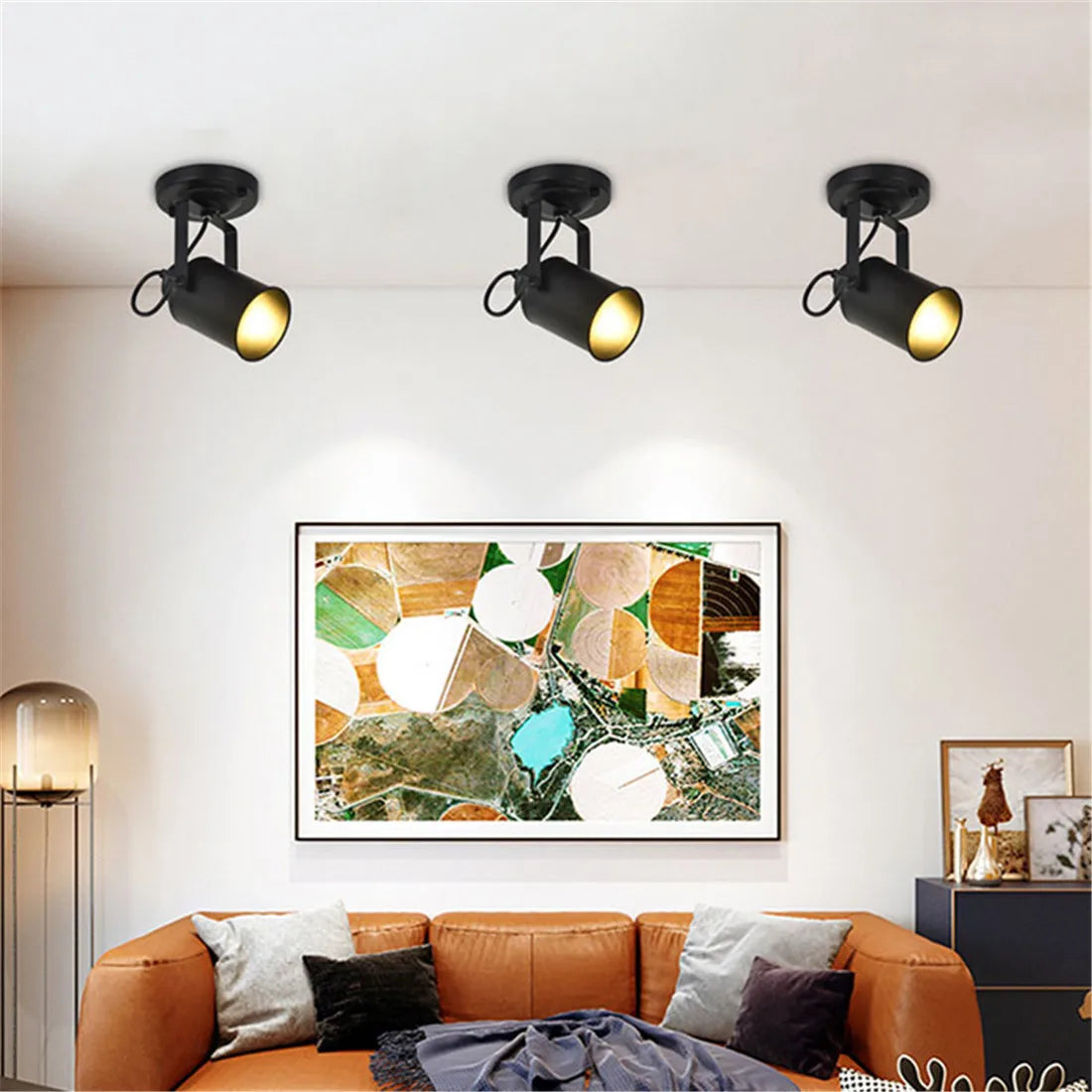 DecorBites™ Black Wrought Iron Spotlight Accent Lamp - Adjustable Flush Mount Lighting