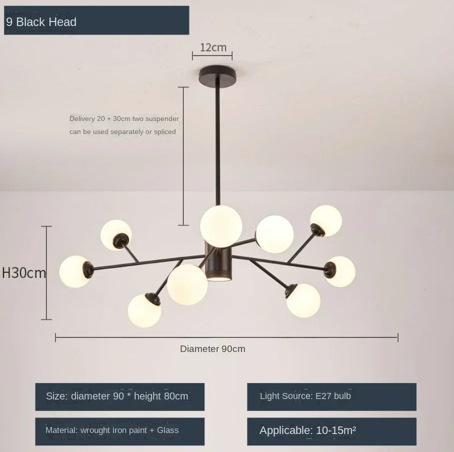 DecorBites™ Glass Ball Ceiling Chandelier for Bedroom Dining Living Room Lighting