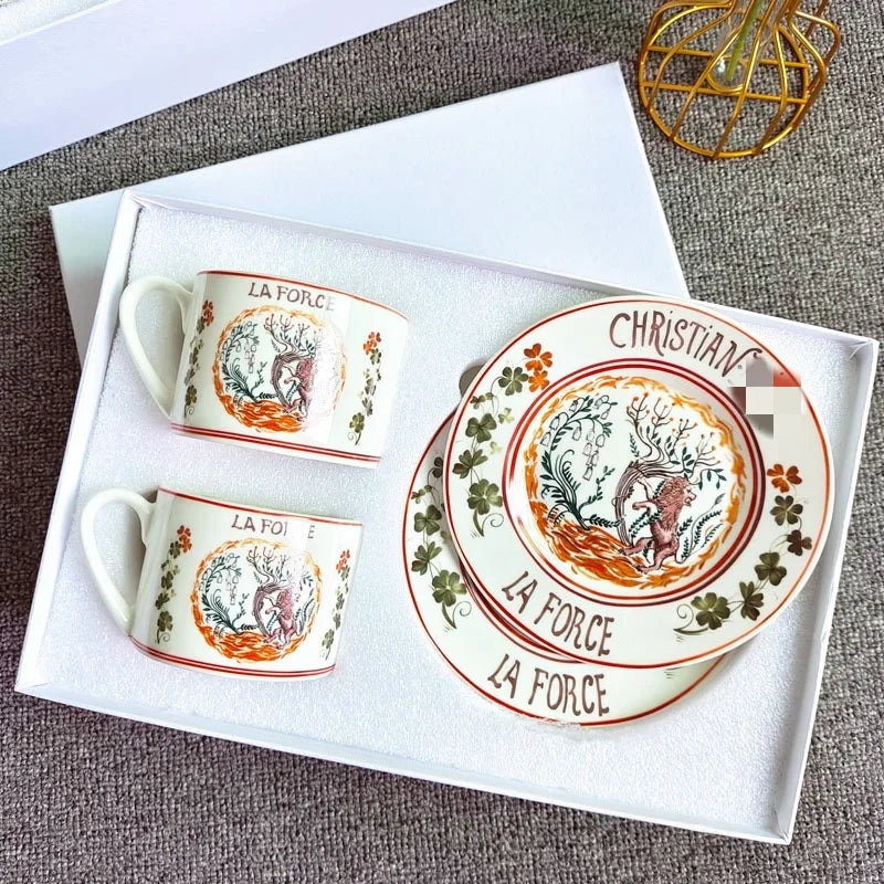 DecorBites™ Bone China Coffee and Tea Cup Set with Saucer, Teaware, Dessert Dish