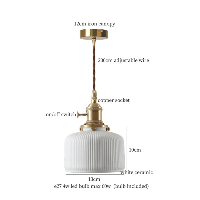 DecorBites™ Beige Ceramic LED Pendant Lamp for Home and Commercial Spaces
