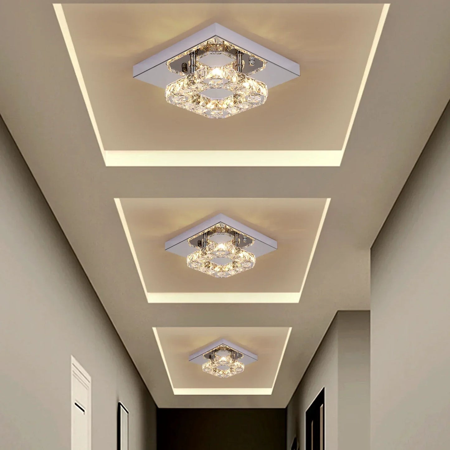 DecorBites™ Crystal LED Pendant Chandelier for Dining Living Room Decor