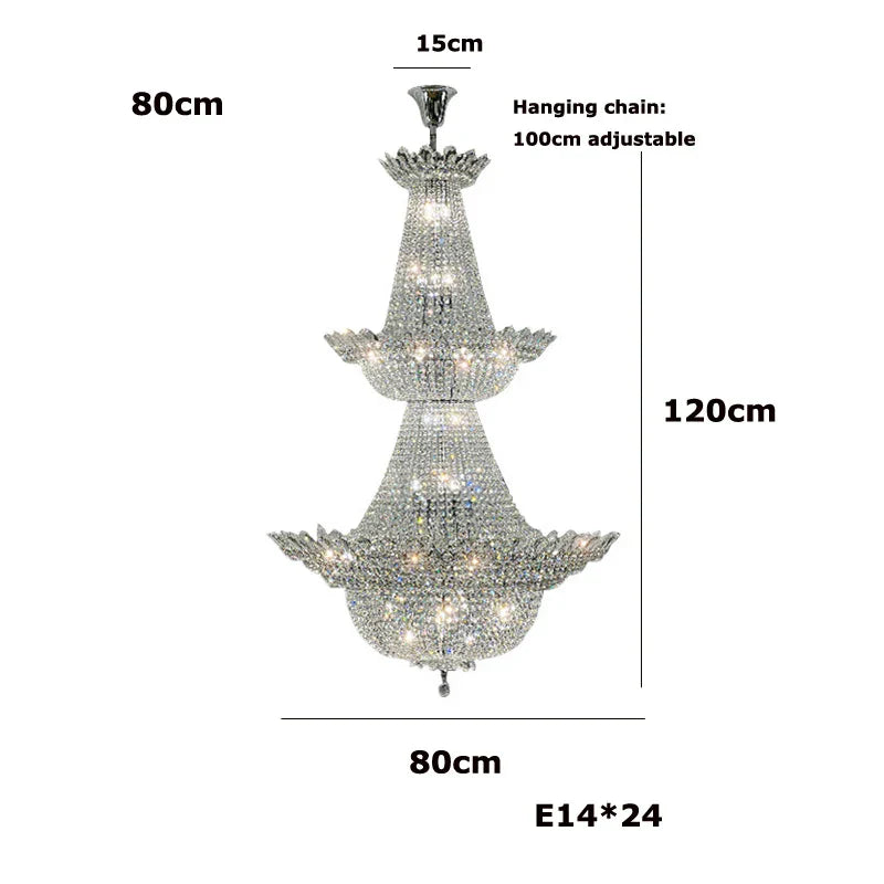DecorBites™ K9 Crystal Chrome LED Chandelier for Trendy Living Room Lighting