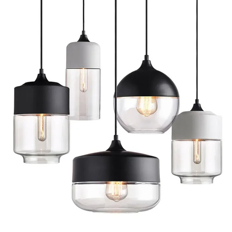 DecorBites™ Black Glass Pendant Light Fixture for Modern Indoor Decor and Dining Room