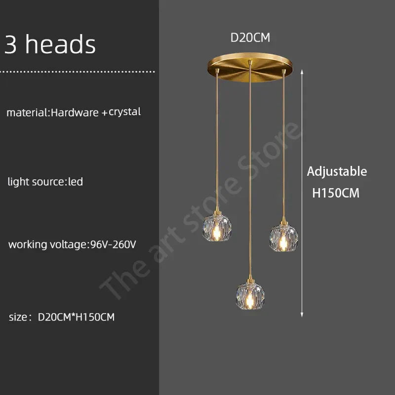 DecorBites™ Crystal Stainless Steel Staircase LED Chandelier for Modern Luxury Interiors